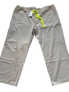 Figs scrub pants Cairo cargo Mens 4XLS beige khaki color pockets drawstring